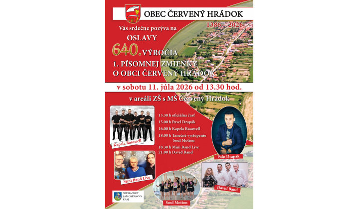640. výročia 1. písomnej zmienky o obci Červený Hrádok