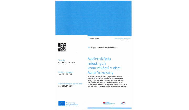 Modernizácia miestnych komunikácii v obci Malé Vozokany