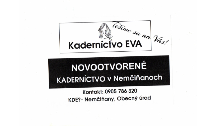 Novootvorené kaderníctvo v Nemčiňanoch